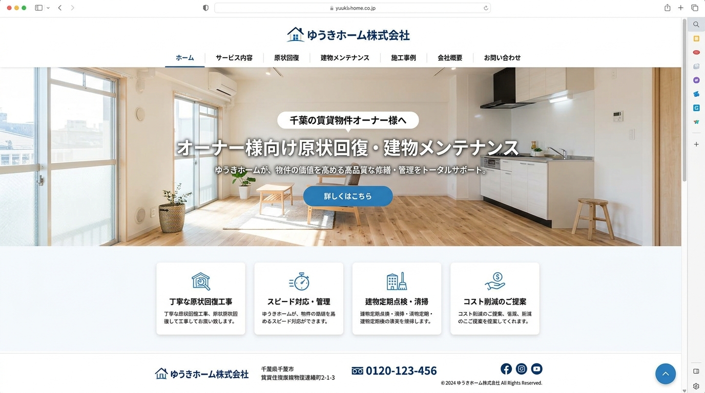 ゆうきホーム株式会社のホームページ